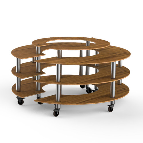 Mogogo - Modular 81.5" x 41" Bamboo / Brushed Stainless Steel Round Market W/ Casters - MGCMSB01BSXW