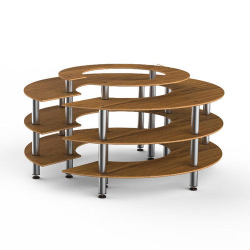 Mogogo - Modular 81.5" x 41" Bamboo / Brushed Stainless Steel Round Market W/ Casters - MGCMSB01BSXF