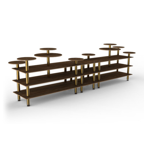 Mogogo - Modular 180.5" x 29.5" x 54" Mango Wood / Brushed Brass Multi Height Display Station - MGCMLB08WBXF
