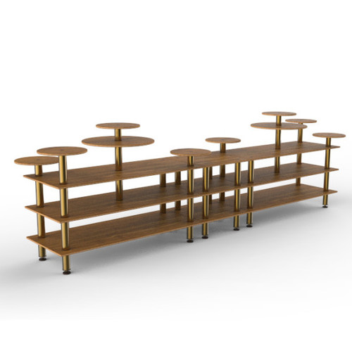 Mogogo - Modular 180.5" x 29.5" x 54" Bamboo / Brushed Brass Multi Height Display Station - MGCMLB08BBXF