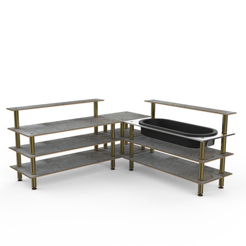 Mogogo - Modular 100.5" x 100.5" x 47.5" Grey Slate / Brushed Brass Cooling Corner Station - MGCMLB01GBXF