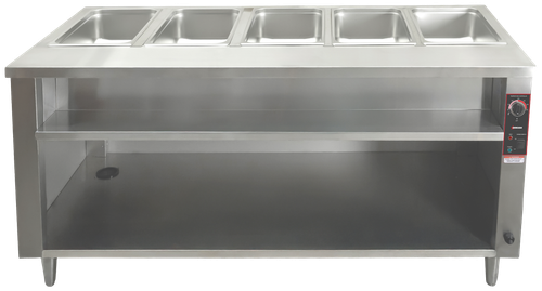 Omcan - 72" 5 Pan Open Well Electric Steam Table w/ Undershelf - 48790