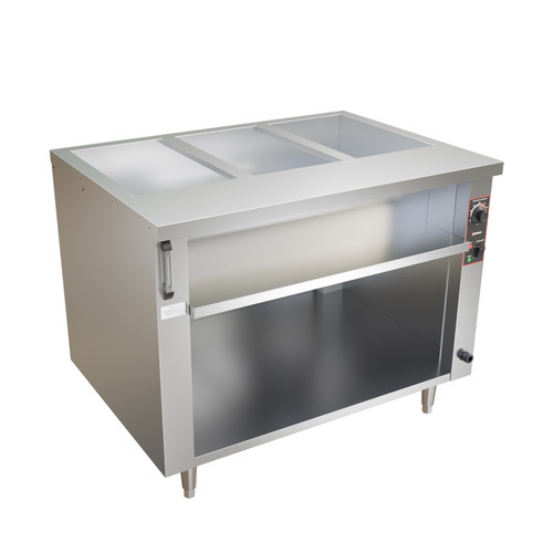 Omcan - 44" 3 Pan Open Well Electric Steam Table w/ Undershelf - 49020