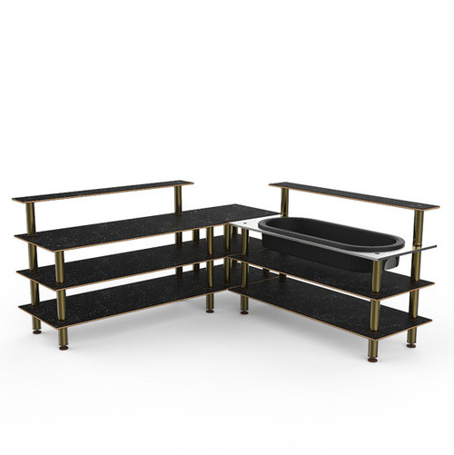 Mogogo - Modular 100.5" x 100.5" x 47.5" Black Marble / Brushed Brass Cooling Corner Station - MGCMLB01MBXF