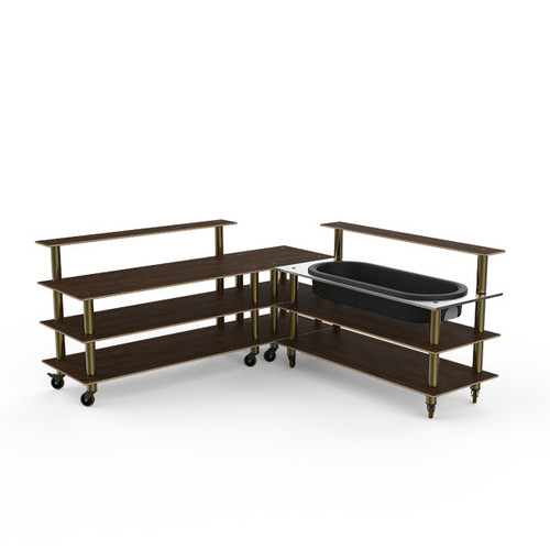 Mogogo - Modular 100.5" x 100.5" x 47.5" Mango Wood / Brushed Brass Cooling Corner Station W/ Casters - MGCMLB01WBXW
