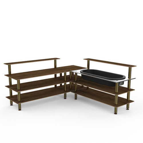 Mogogo - Modular 100.5" x 100.5" x 47.5" Mango Wood / Brushed Brass Cooling Corner Station - MGCMLB01WBXF