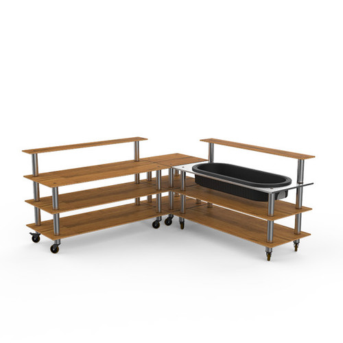 Mogogo - Modular 100.5" x 100.5" x 47.5" Bamboo / Brushed Stainless Steel Cooling Corner Station W/ Casters - MGCMLB01BSXW