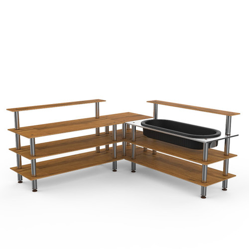 Mogogo - Modular 100.5" x 100.5" x 47.5" Bamboo / Brushed Stainless Steel Cooling Corner Station - MGCMLB01BSXF