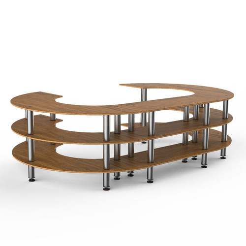 Mogogo - Modular 129" x 81.5" x 35" Bamboo / Brushed Stainless Steel Kidney Shape Stadium Station - MGCMSA06BSXF