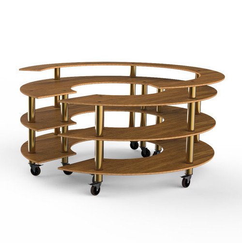 Mogogo - Modular 81.5" x 41" Bamboo / Brushed Brass Round Station W/ Shelves & Casters - MGCMSA05BBXW