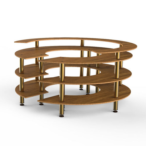 Mogogo - Modular 81.5" x 41" Bamboo / Brushed Brass Round Station W/ Shelves - MGCMSA05BBXF