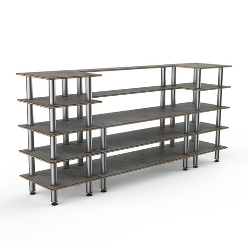 Mogogo - Modular 130" x 29.5" x 60.5" Grey Slate / Brushed Stainless Steel Bread & Pastry Station - MGCMLB04GSXF