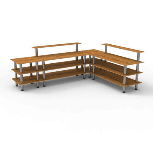 Mogogo - Modular 130" x 100" x 47.5" Bamboo / Brushed Stainless Steel Naked Breakfast Corner Station - MGCMLB24BSXF