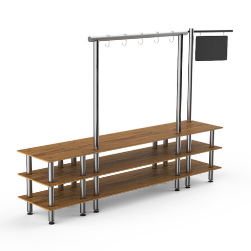 Mogogo - Modular 130" x 29.5" x 96" Bamboo / Brushed Stainless Steel Salsa Bar Station - MGCMLA07BSXF