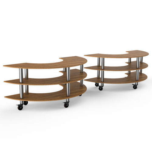 Mogogo - Modular 163" x 41" x 35" Bamboo / Brushed Stainless Steel W Station W/ Casters - MGCMSA04BSXW