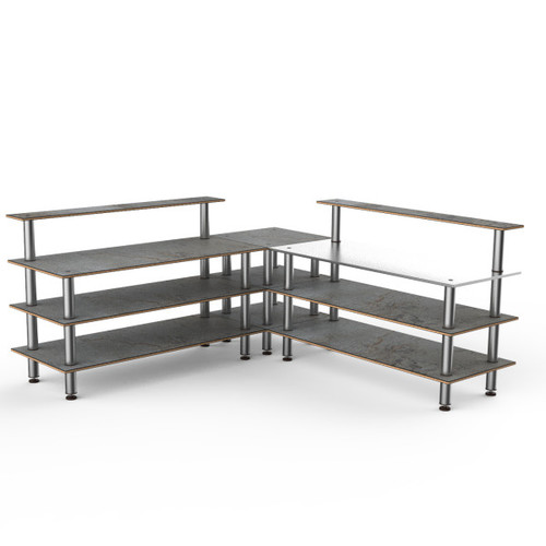 Mogogo - Modular 100.5" x 100.5" x 48" Grey Slate / Brushed Stainless Steel Pro Corner Station - MGCMLB05GSXF