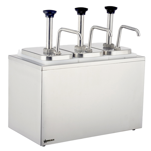 Omcan - Triple Stainless Steel Pump Condiment Dispenser - 81284