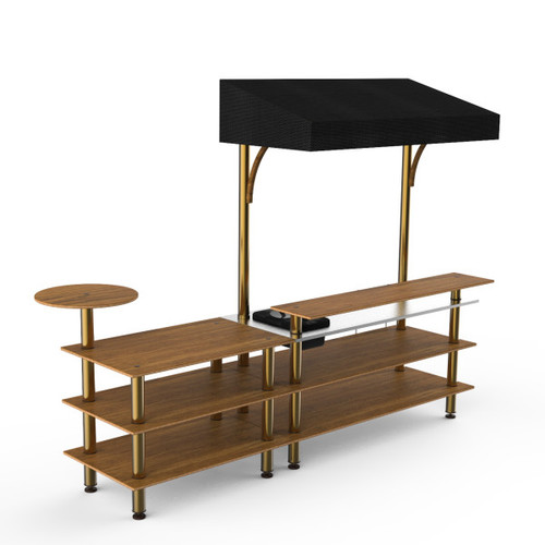 Mogogo - Modular 125" x 41" x 95.5" Bamboo / Brushed Brass Mixology Bar Station W/ Canopy - MGCMLC07BBBF