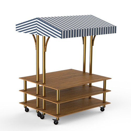 Mogogo - Modular 71" x 67" x 95.5" Bamboo / Brushed Brass Back To Back Market W/ Canopy - MGCMLB22BBWF