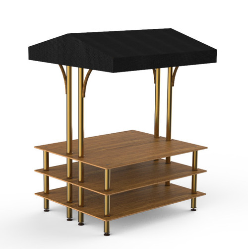 Mogogo - Modular 71" x 67" x 95.5" Bamboo / Brushed Brass Back To Back Market W/ Canopy - MGCMLB22BBBF