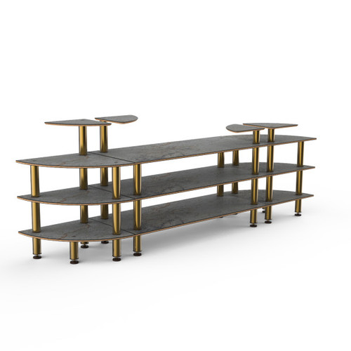 Mogogo - Modular 130" x 29.5" x 48" Grey Slate / Brushed Brass Classic Curved Buffet Station - MGCMLB02GBXF