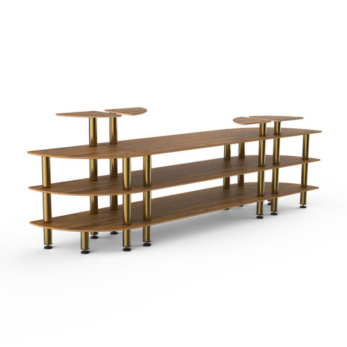 Mogogo - Modular 130" x 29.5" x 48" Bamboo / Brushed Brass Classic Curved Buffet Station - MGCMLB02BBXF
