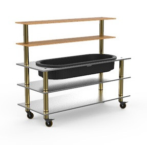 Mogogo - Modular 71" x 29.5" x 60" Bamboo / Brushed Brass Pro Back Bar W/ Ice Bin & Casters - MGCMLC03BBXW