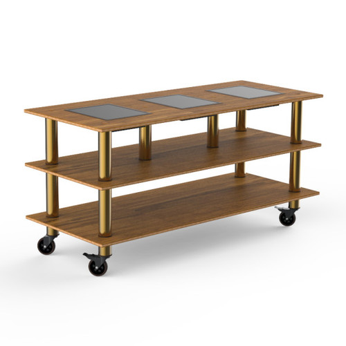 Mogogo - Modular 71" x 29.5" x 35" Bamboo / Brushed Brass Triple Warming Unit W/ Casters - MGCMLD07BBXW