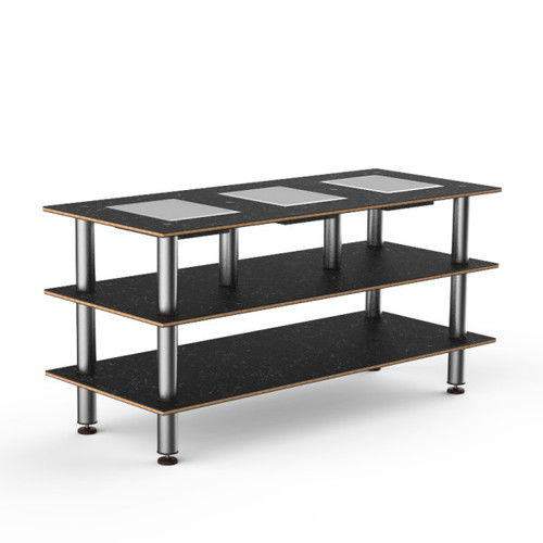Mogogo - Modular 71" x 29.5" x 35" Black Marble / Brushed Stainless Steel Triple Warming Unit - MGCMLD07MSXF