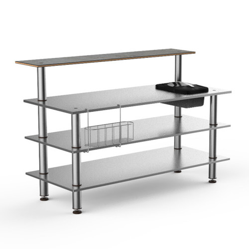 Mogogo - Modular 70.8" x 34.5" x 47" Grey Slate / Brushed Stainless Steel Pro Stainless Steel Bar Station W/ Ice Bin - MGCMLC06GSXF