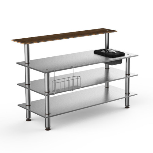 Mogogo - Modular 70.8" x 34.5" x 47" Bamboo / Brushed Stainless Steel Pro Stainless Steel Bar Station W/ Ice Bin - MGCMLC06BSXF
