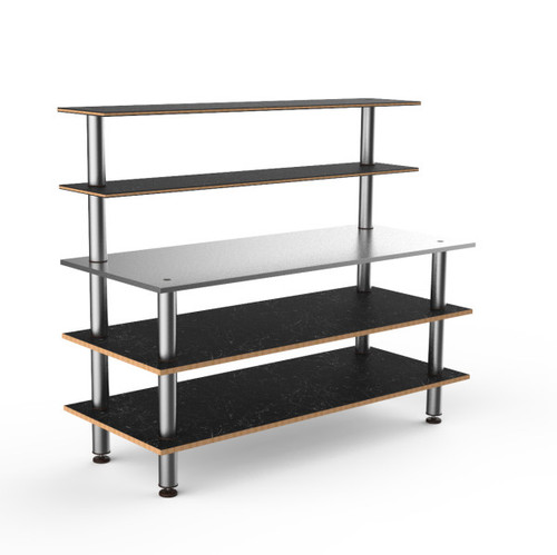 Mogogo - Modular 71" x 29" x 60" Black Marble / Brushed Stainless Steel Back Bar Station - MGCMLC02MSXF