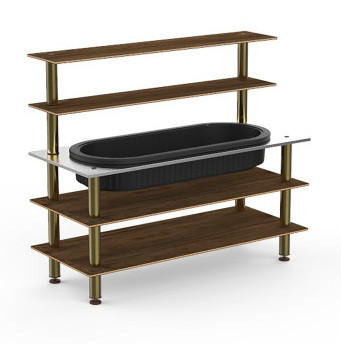 Mogogo - Modular 71" x 29.5" x 60" Bamboo / Brushed Brass Pro Back Bar Station W/ Ice Well - MGCMLC01BBXF