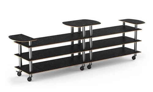 Mogogo - Modular 161" x 29.5" x 47" Bamboo / Brushed Stainless Steel Elongated Classic Station W/ Casters - MGCMLB17BSXW