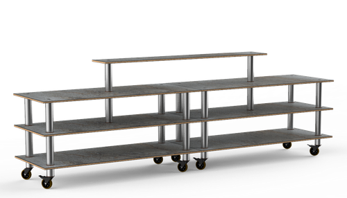 Mogogo - Modular 142" x 30" x 47" Bamboo / Brushed Stainless Steel Double Display Buffet - MGCMLB19BSXF