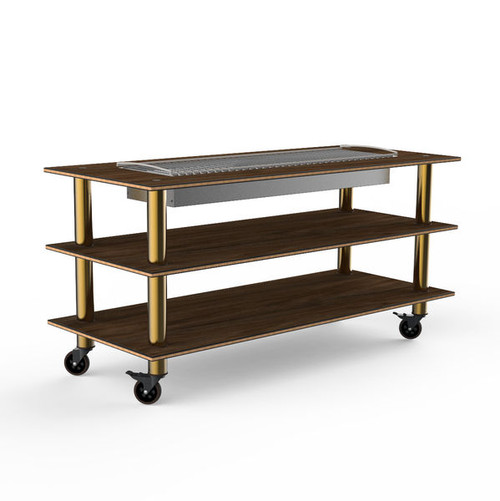 Mogogo - Modular 71" x 29.5" x 95.5" Mango Wood / Brushed Brass Heat Table W/ Casters - MGCMLD06WBXW
