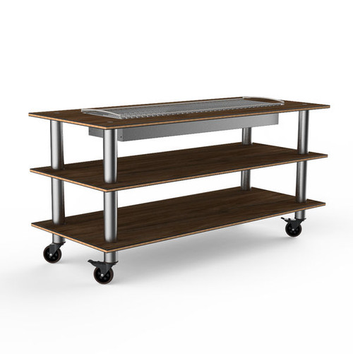 Mogogo - Modular 71" x 29.5" x 95.5" Bamboo / Brushed Stainless Steel Heat Table W/ Casters - MGCMLD06BSXW