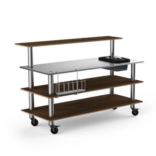 Mogogo - Modular 70.8" x 34.5" x 47" Bamboo / Brushed Stainless Steel Pro Bar Station W/ Stainless Steel Top, Ice Bin & Casters - MGCMLC05BSXW