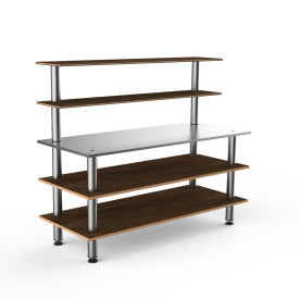 Mogogo - Modular 71" x 29" x 60" Bamboo / Brushed Brass Back Bar Station - MGCMLC02BBXF