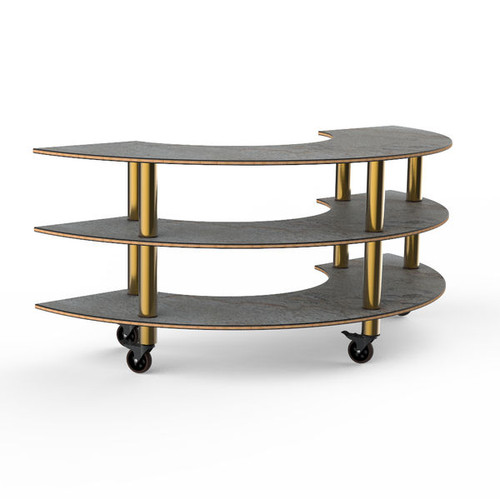 Mogogo - Modular 81.5" x 41" x 35" Grey Slate / Brushed Brass Creative Curved Unit W/ Casters - MGCMSX01GBXW