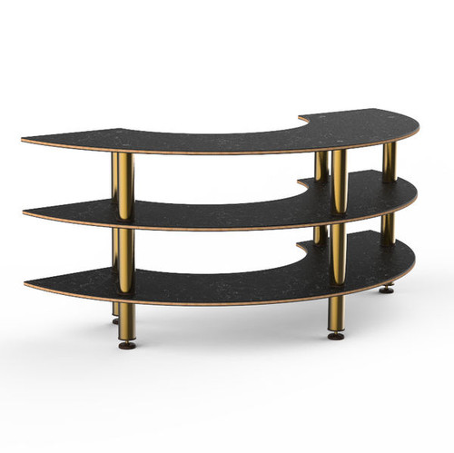 Mogogo - Modular 81.5" x 41" x 35" Black Marble / Brushed Brass Creative Curved Unit W/ Casters - MGCMSX01MBXF