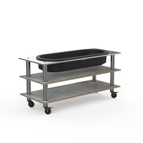 Mogogo - Modular 71" x 29.5" x 35" Grey Slate / Brushed Stainless Steel Salad Bar Unit W/ Ice Bin & Casters - MGCMLE03GSXW