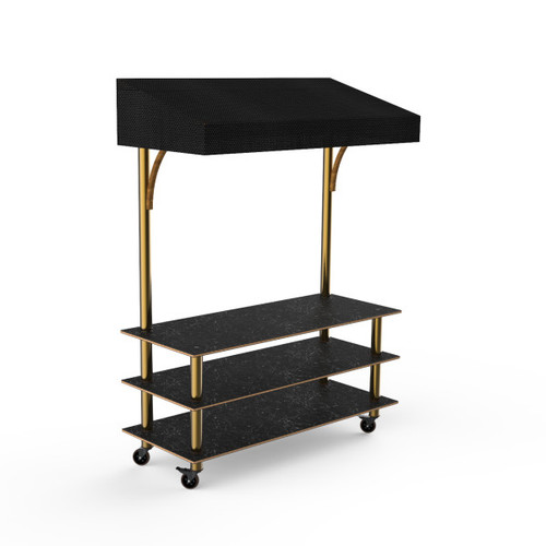 Mogogo - Modular 130" x 35" x 95" Black Marble / Brushed Brass Classic Canopy Unit W/ Casters - MGCMLB10MBBW