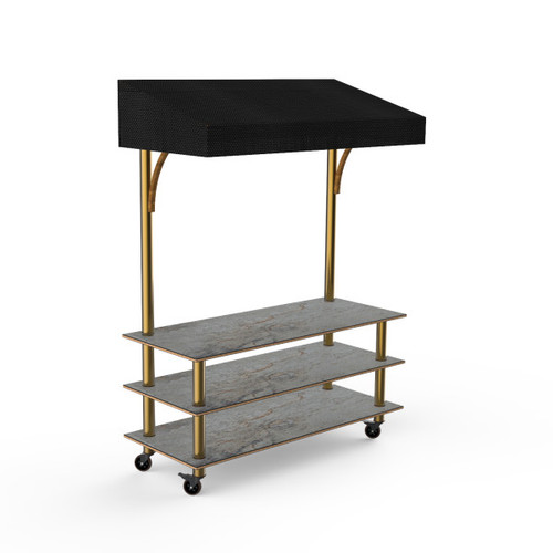 Mogogo - Modular 130" x 35" x 95" Grey Slate / Brushed Brass Classic Canopy Unit W/ Casters - MGCMLB10GBBW