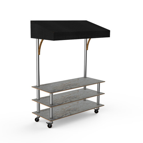 Mogogo - Modular 130" x 35" x 95" Grey Slate / Brushed Stainless Steel Classic Canopy Unit W/ Casters - MGCMLB10GSBW