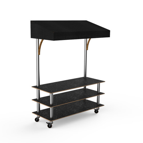 Mogogo - Modular 130" x 35" x 95" Black Marble / Brushed Stainless Steel Classic Canopy Unit W/ Casters - MGCMLB10MSBW