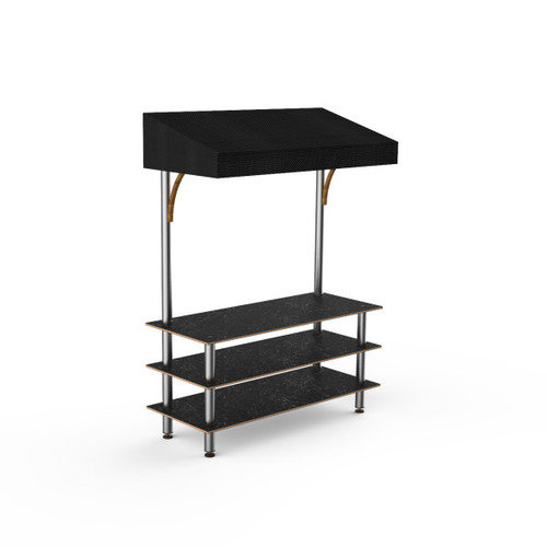 Mogogo - Modular 130" x 35" x 95" Black Marble / Brushed Stainless Steel Classic Canopy Unit - MGCMLB10MSBF
