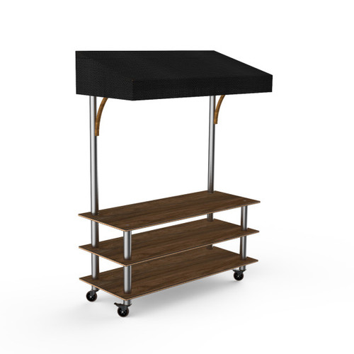 Mogogo - Modular 130" x 35" x 95" Mango Wood / Brushed Stainless Steel Classic Canopy Unit W/ Casters - MGCMLB10WSBW