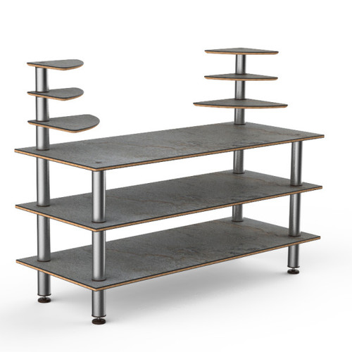 Mogogo - Modular 71" x 29.5" x 54" Grey Slate / Brushed Stainless Steel Classic Multi-Shelf Station - MGCMLB11GSXF