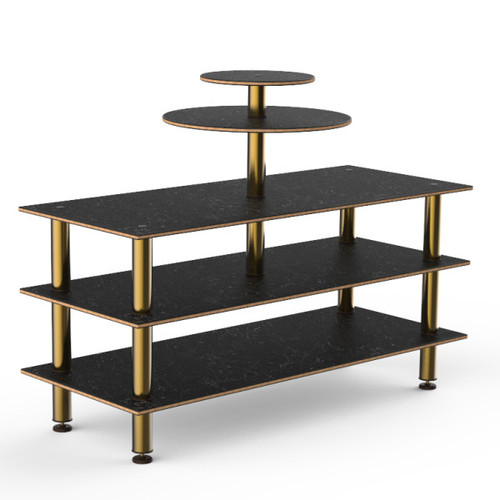 Mogogo - Modular 71" x 47" x 53.5" Black Marble / Brushed Brass Multi-Purpose Display Station - MGCMLB12MBXF